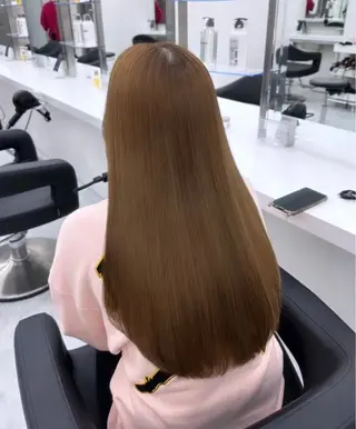 ロング 韓国ヘア/ブリーチ無 しWカラー/オリーブのヘアスタイル