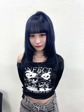 セミロング カラー ヘアアレンジ 韓国レイヤーカット /韓国トレンドカラーのヘアスタイル