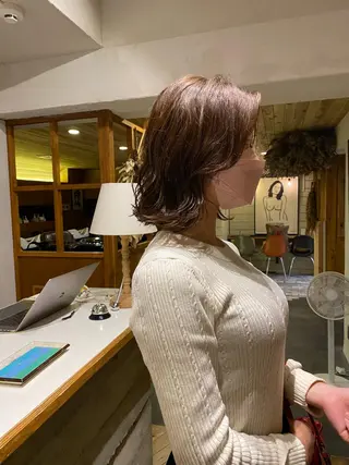 ミディアム カラー パーマ 吉田 光佑のヘアスタイル