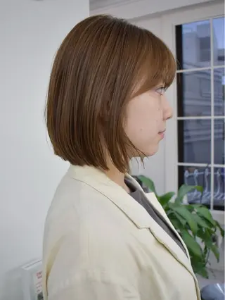 ミディアム カラー レイヤーボブ/ 艶カラー/サナ🌼のヘアスタイル