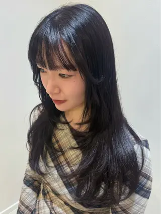 ロング カラー 韓国レイヤーカット/ くすみカラー/モモのヘアスタイル