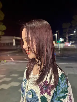 ミディアム カラー 暖色/レイヤーカット /艶髪/髪質改善/のマツエク・マツパデザイン