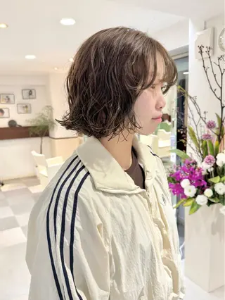 ショート カラー パーマ ZENKO表参道店所属・デジタルパーマ 🌀ボブ　萩原　龍のヘアスタイル