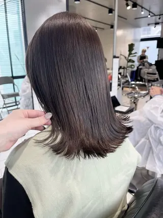 セミロング カラー パーマ ヘアアレンジ 透明感/オリーブ/ グレージュ/YUKAのヘアスタイル