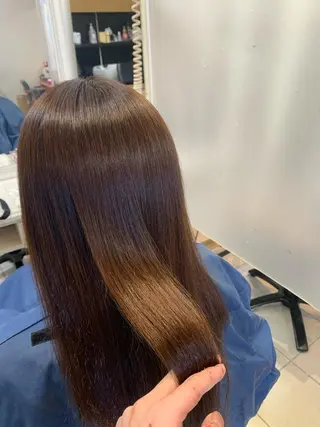 セミロング 髪質改善ストレート/ ブリーチ／渋谷　福田のヘアスタイル