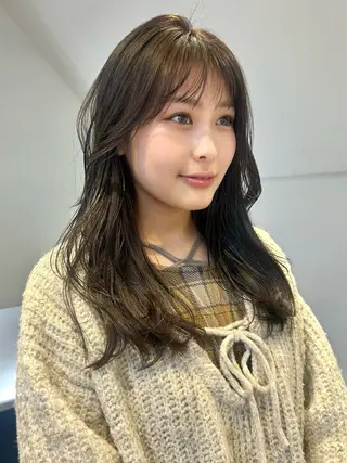 セミロング カラー パーマ レイヤー/透明感/ ブリーチなし/わかなのヘアスタイル