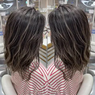 ミディアム カラー 縮毛/レイヤー 韓国/橋口のヘアスタイル