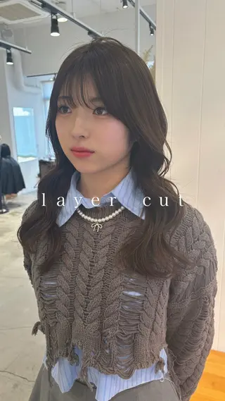 セミロング カラー hair shioのヘアスタイル