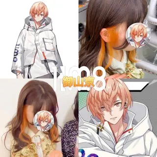 セミロング カラー 推しカラー💫 ブリーチ💫若菜覚のヘアスタイル