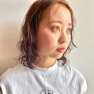 ミディアム カラー パーマ 🌼似合わせカット 🌼おぎの みき🌼のヘアスタイル