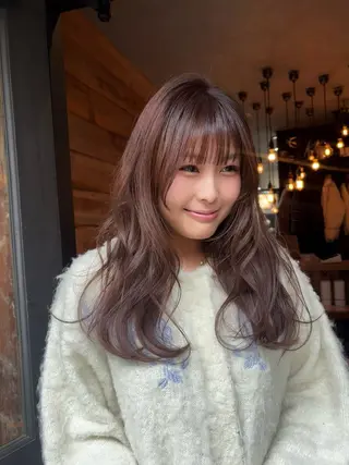 セミロング カラー パーマ レイヤー/透明感/ ブリーチなし/わかなのヘアスタイル