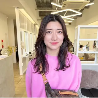 ミディアム カラー クロスパーマ× 透明感カラー✂︎のヘアスタイル