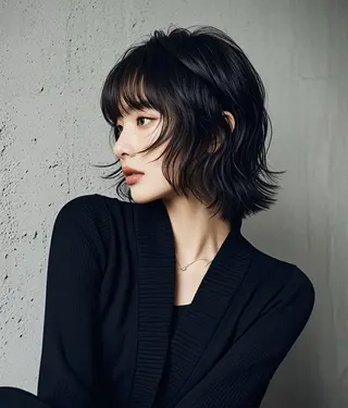 ミディアム ウルフカット 811 大阪梅田 ウルフのヘアスタイル