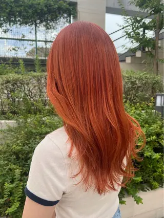 セミロング カラー 透明感/ハイトーン ／暖色カラー🍓のヘアスタイル