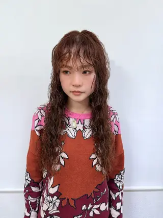 ロング カラー パーマ ウルフレイヤー エクステ/kokiのヘアスタイル