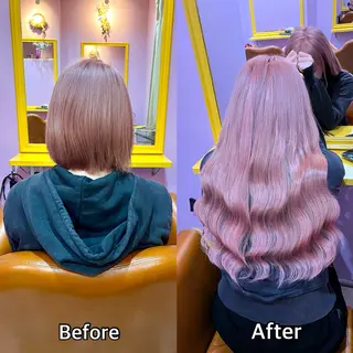 ロング シール＋ちび編み込み エクステ梅田🐨のヘアスタイル