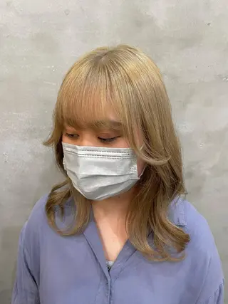 セミロング カラー 【ピンク/韓国ヘア/ ヘアセット】亜海のヘアスタイル