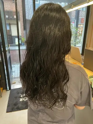 ロング パーマ 暖色カラー🍊 ボブ🌿顔周りcutのヘアスタイル