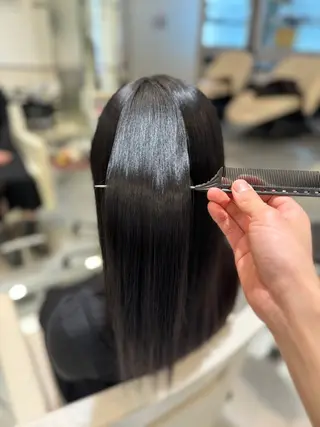 ロング パーマ デジタルパーマ/ コテ巻き風パーマのヘアスタイル