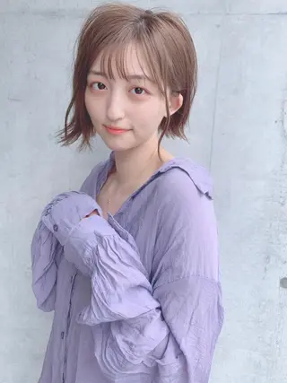 ミディアム カラー パーマ 【公式】amble luxe池袋東口🩷のヘアスタイル