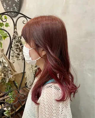 セミロング カラー 【ピンク/韓国ヘア/ ヘアセット】亜海のヘアスタイル