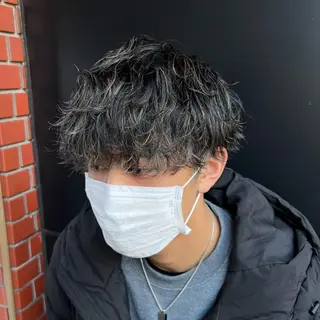 ミディアム カラー パーマ 豊崎 佑輔のヘアスタイル