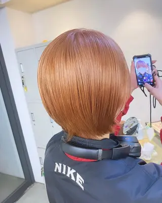 ショート カラー パーマ ヘアアレンジ キッズ ネイル マツエク・マツパ アイブロウ 暖色系/透明感 治野心のヘアスタイル