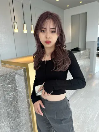 ロング カラー Kobayashi ハイライト/ショートのヘアスタイル