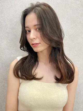 ロング カラー ✨コテ巻き風パーマ ✨川合佑哉のヘアスタイル