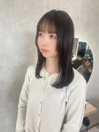 セミロング パーマ 透明感カラー ボブ ミディアム 齊木勇人のヘアスタイル