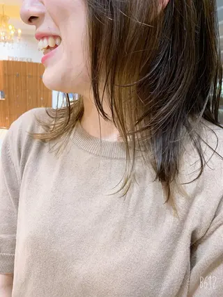 ミディアム カラー 白髪ぼかしハイライト 柳川拓哉のヘアスタイル