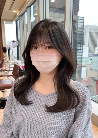 ミディアム カラー 佐藤 悠衣/透明感 カラー/似合わせ前髪のヘアスタイル