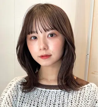 ミディアム カラー OAK 学芸大学所属・秋葉萌　透明感カラー /レイヤー/ボブ♡のヘアスタイル