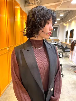 ショート パーマ レイヤー／似合わせ TAKUYAのヘアスタイル