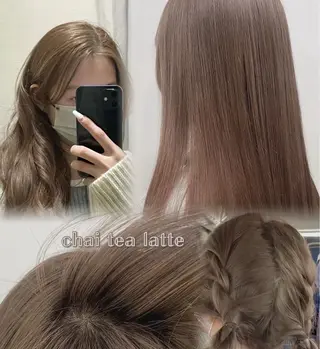 セミロング カラー 🥞ベージュ系カラー 【すずきりほ】🥞のヘアスタイル