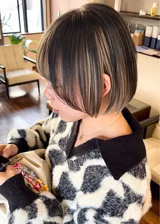 ショート カラー 髪質改善ｶﾗｰ ｹｱﾌﾞﾘｰﾁ/ﾀﾑのヘアスタイル
