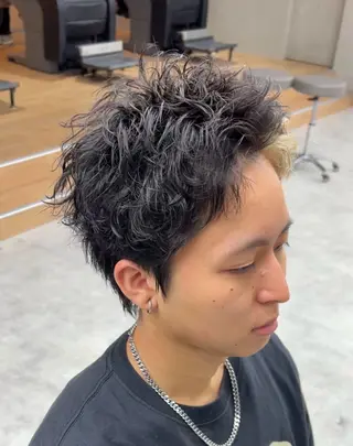 ショート カラー パーマ メンズ メンズパーマ/ 新潟駅/佐藤裕のヘアスタイル