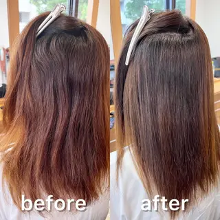 ミディアム カラー パーマ KIZU 髪質改善 オカルト怪談のヘアスタイル