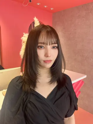 ミディアム カラー 山崎/ボブ縮毛矯正 レイヤー髪質改善のヘアスタイル