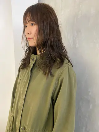 ロング パーマ 森貴裕/ベージュ/ パーマ/オリーブのヘアスタイル