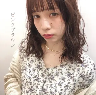 ミディアム カラー ボブ/パーマ 古家 佑真のヘアスタイル