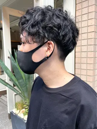 ショート パーマ メンズ 銀座No.1髪質改善 縮毛矯正/本木のヘアスタイル