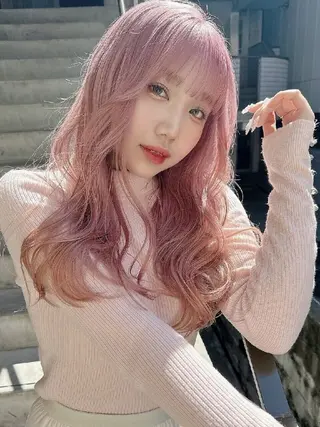 ロング カラー mood 髪質改善 ダブルカラーのヘアスタイル