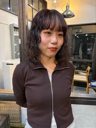 ミディアム カラー パーマ 無料カット/ 癖毛風パーマ/凜のヘアスタイル