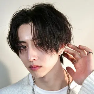 ミディアム パーマ メンズ シースルーマッシュ/ メンズ/KYOHEIのヘアスタイル