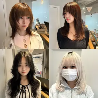 ミディアム laff 新宿所属・切りっぱなしボブ レイヤー/縮毛矯正のヘアスタイル