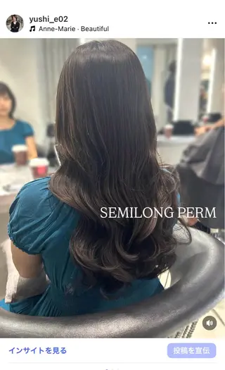 セミロング コテ巻き風パーマ💛 池袋のヘアスタイル