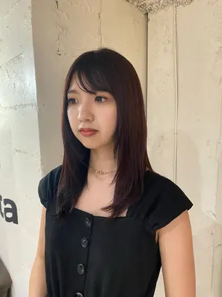 セミロング カラー 縮毛矯正 /艶カラー risako🫧のヘアスタイル