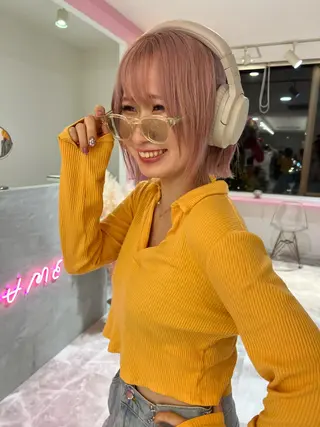 ショート カラー 🎀ダブルカラー/ ピンク×ガーリー🎀のヘアスタイル