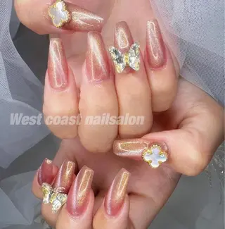 ネイル リボン、ガーリー パーツ放題専門店のネイルデザイン